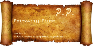 Petrovity Piusz névjegykártya